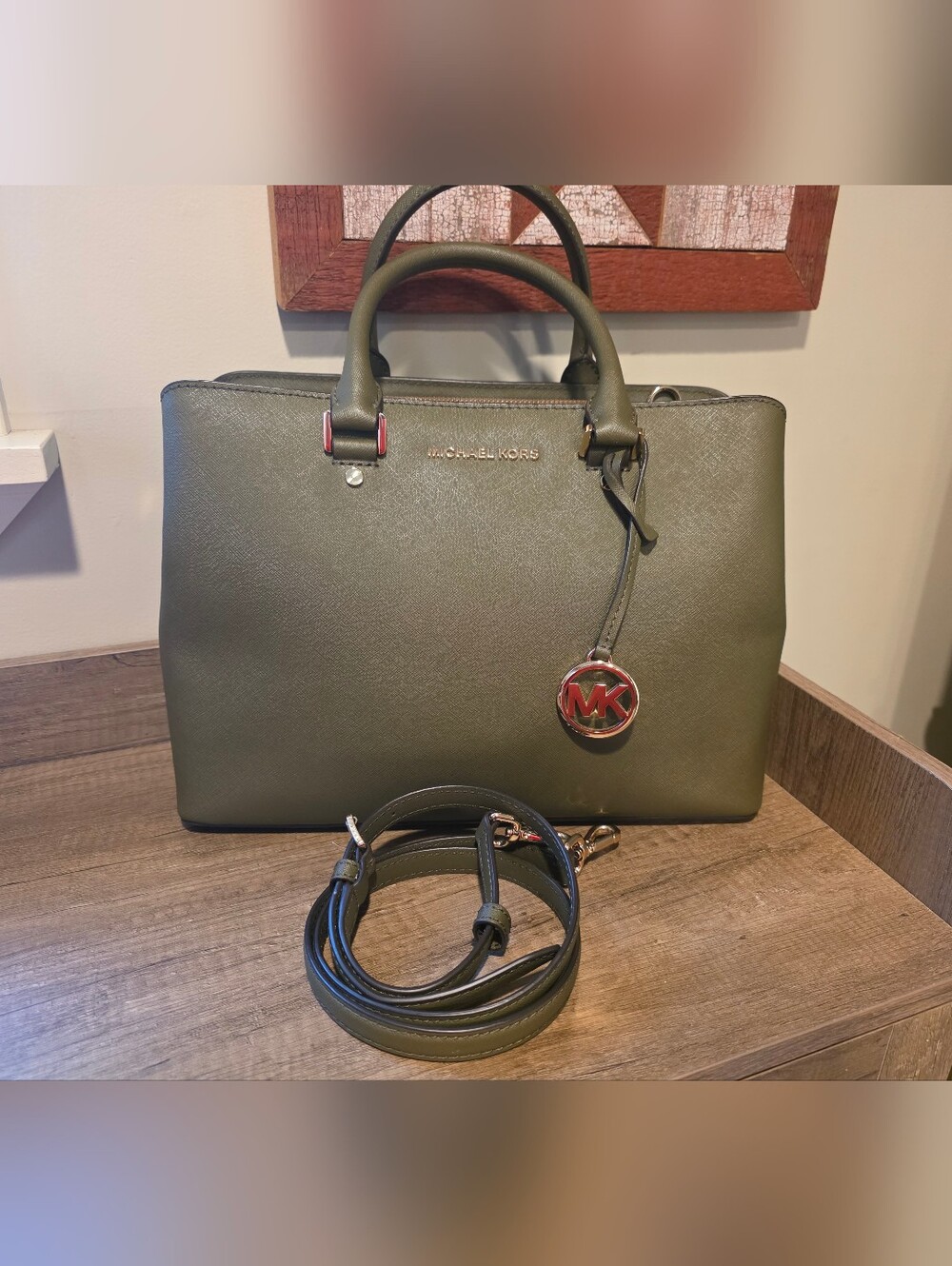 Michael Kors Olive Green Sutton Satchel